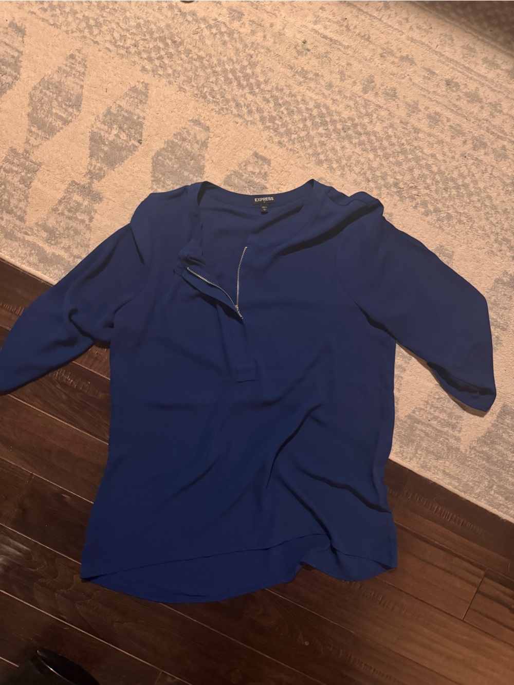 Women's Royal Blue 3/4 length dress shirt